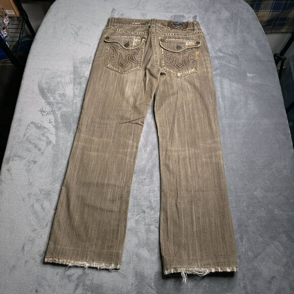 Mek Denim USA Mens Havana Jeans Distressed 32 Holes Wide Leg Relaxed Altered - Picture 3 of 10